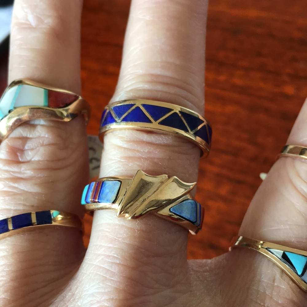 14K Gold Inlay Zuni Rings. For sale - Picture 3 of 8